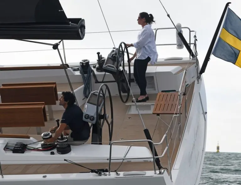 At the helm of the Arcona 50 under way